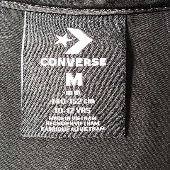 Converse Black Lightweight Zip Up Jacket Girls Size Medium 10-12 Years FLAWED - Picture 8 of 8